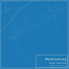 Blueprint US city map of Middleburg, North Carolina.