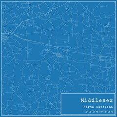 Blueprint US city map of Middlesex, North Carolina.