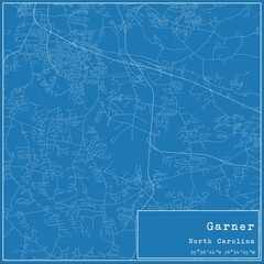 Blueprint US city map of Garner, North Carolina.