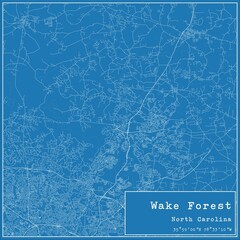 Blueprint US city map of Wake Forest, North Carolina.