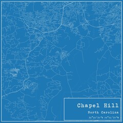 Blueprint US city map of Chapel Hill, North Carolina.