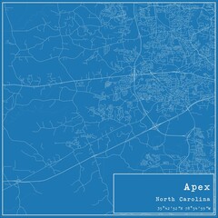 Blueprint US city map of Apex, North Carolina.