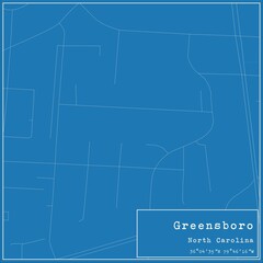Blueprint US city map of Greensboro, North Carolina.