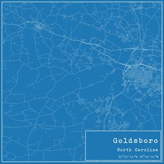 Blueprint US city map of Goldsboro, North Carolina.