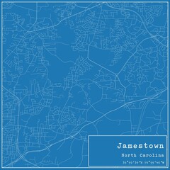 Blueprint US city map of Jamestown, North Carolina.