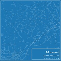 Blueprint US city map of Linwood, North Carolina.
