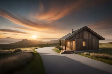 Obraz premium sunset over the village