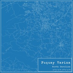 Blueprint US city map of Fuquay Varina, North Carolina.