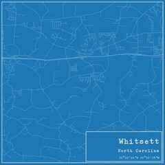 Blueprint US city map of Whitsett, North Carolina.