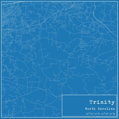 Blueprint US city map of Trinity, North Carolina.