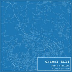 Blueprint US city map of Chapel Hill, North Carolina.