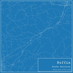 Blueprint US city map of Ruffin, North Carolina.