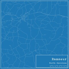 Blueprint US city map of Ramseur, North Carolina.