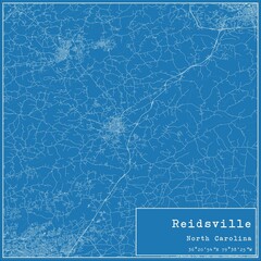 Blueprint US city map of Reidsville, North Carolina.