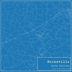 Blueprint US city map of Mocksville, North Carolina.