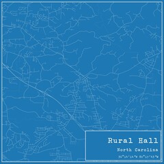 Blueprint US city map of Rural Hall, North Carolina.