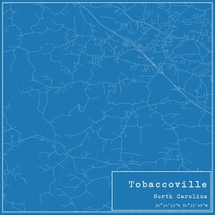 Blueprint US city map of Tobaccoville, North Carolina.