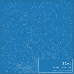 Blueprint US city map of Elon, North Carolina.