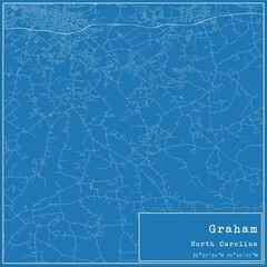 Blueprint US city map of Graham, North Carolina.