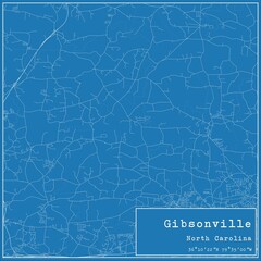 Blueprint US city map of Gibsonville, North Carolina.