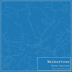 Blueprint US city map of Walkertown, North Carolina.