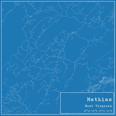 Blueprint US city map of Mathias, West Virginia.