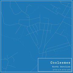 Blueprint US city map of Cooleemee, North Carolina.