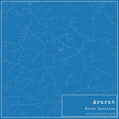 Blueprint US city map of Ararat, North Carolina.