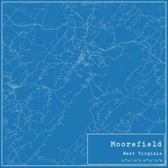 Blueprint US city map of Moorefield, West Virginia.