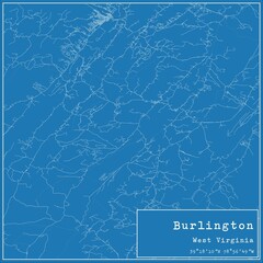 Blueprint US city map of Burlington, West Virginia.
