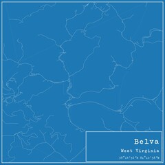 Blueprint US city map of Belva, West Virginia.