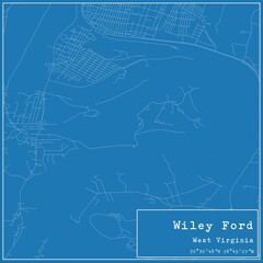 Blueprint US city map of Wiley Ford, West Virginia.