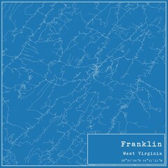 Blueprint US city map of Franklin, West Virginia.