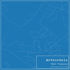 Blueprint US city map of Arthurdale, West Virginia.