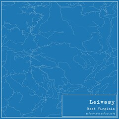 Blueprint US city map of Leivasy, West Virginia.