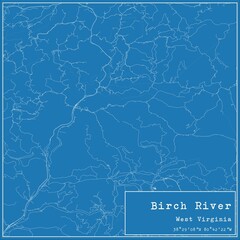 Blueprint US city map of Birch River, West Virginia.