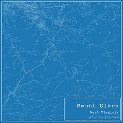 Blueprint US city map of Mount Clare, West Virginia.