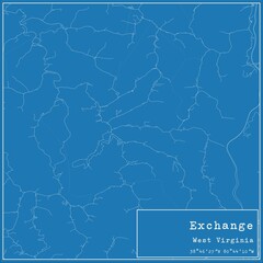Blueprint US city map of Exchange, West Virginia.