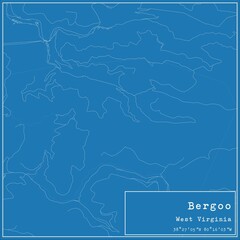 Blueprint US city map of Bergoo, West Virginia.