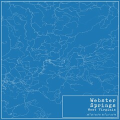 Blueprint US city map of Webster Springs, West Virginia.