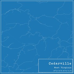 Blueprint US city map of Cedarville, West Virginia.