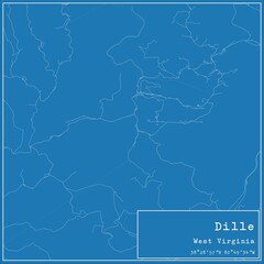 Obraz premium Blueprint US city map of Dille, West Virginia.