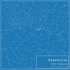 Blueprint US city map of Glenville, West Virginia.