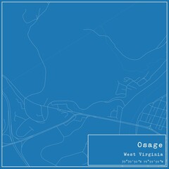 Fototapeta premium Blueprint US city map of Osage, West Virginia.