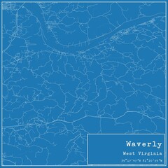 Blueprint US city map of Waverly, West Virginia.