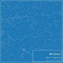 Blueprint US city map of Walker, West Virginia.
