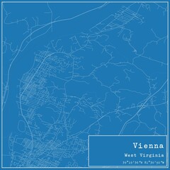 Blueprint US city map of Vienna, West Virginia.