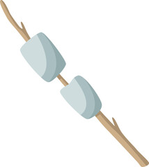 Vector hand drawn cartoon illustration of marshmallows on a stick
