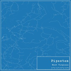 Blueprint US city map of Pipestem, West Virginia.