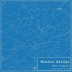 Blueprint US city map of Meadow Bridge, West Virginia.